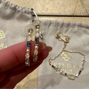 Set of Kendra Scott Madelyn hoop earrings and pendant necklace